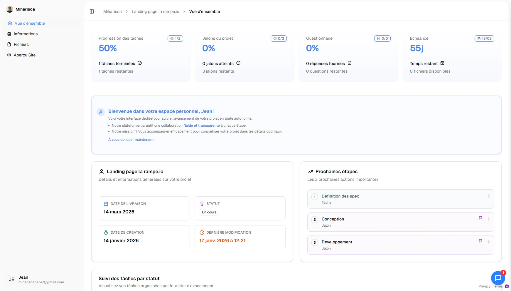 Aperçu du portail client